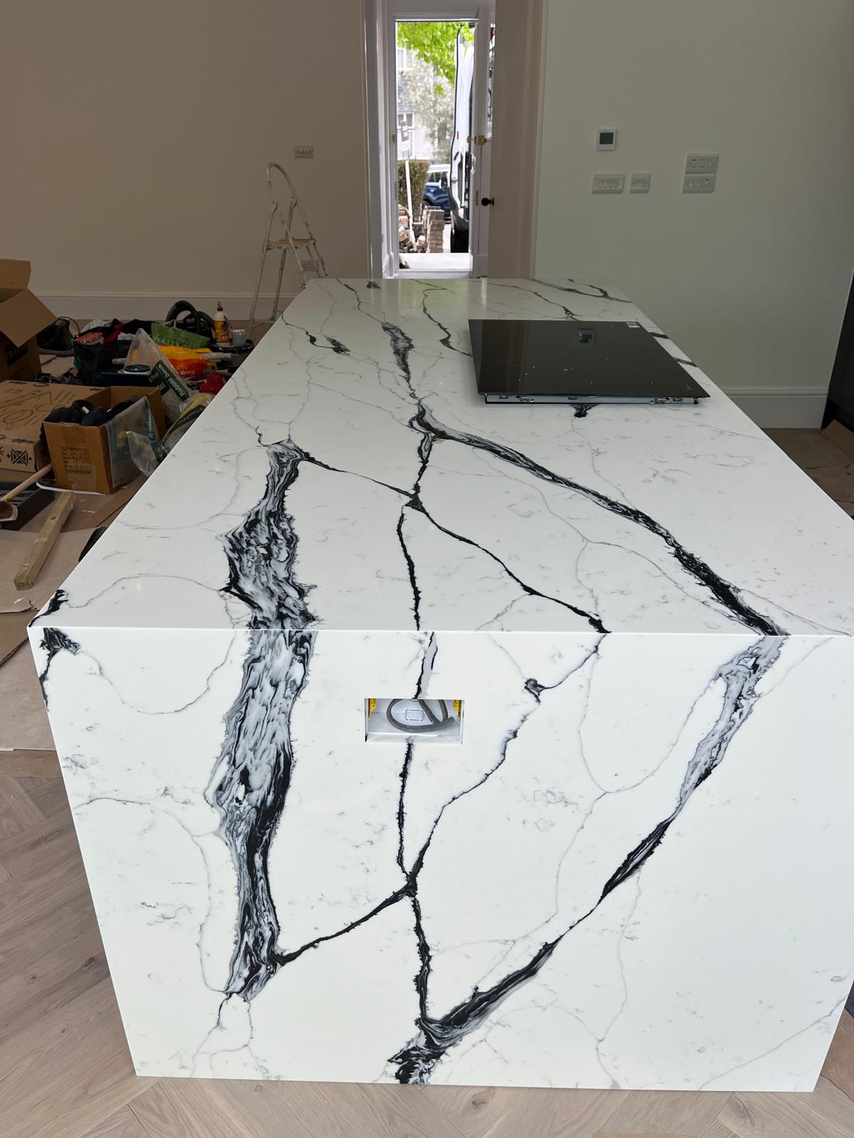 Calacata Nero 20mm project in Hendon